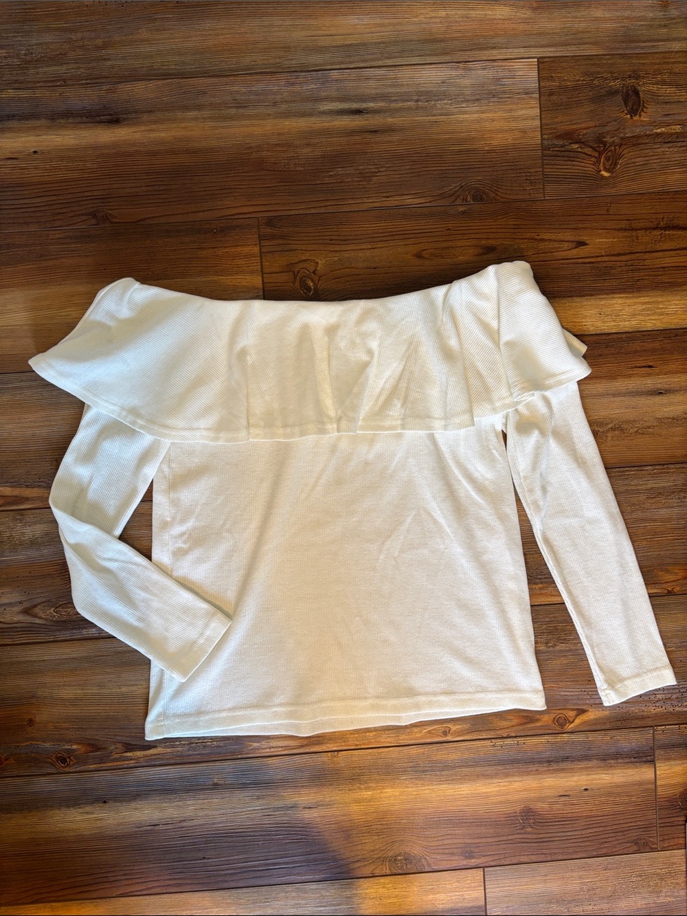 Off-Shoulder White Long-Sleeve Top